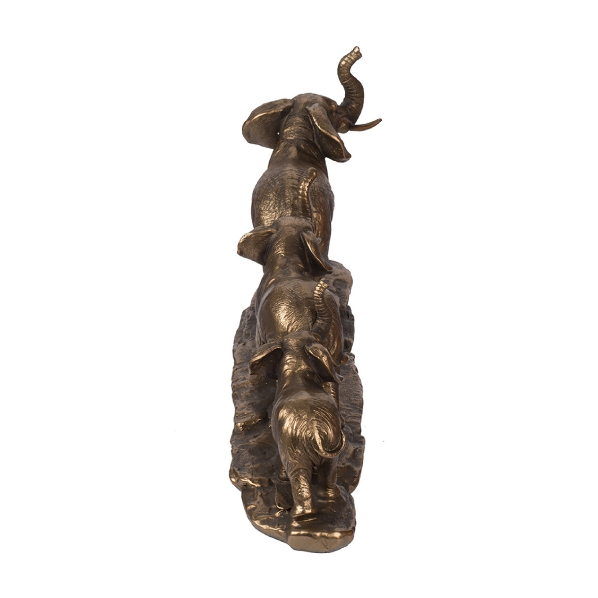 Antique Copper Elephant Family Statue | OROA