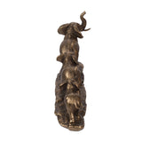 Antique Copper Elephant Family Statue | OROA