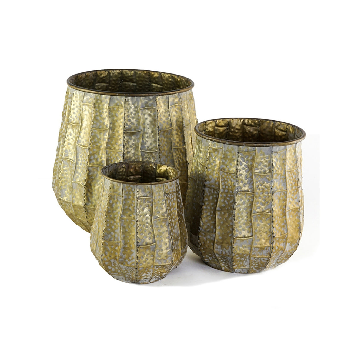 Modern European furniture -  Metal Planter Distressed Set (3) - www.oroa.com
