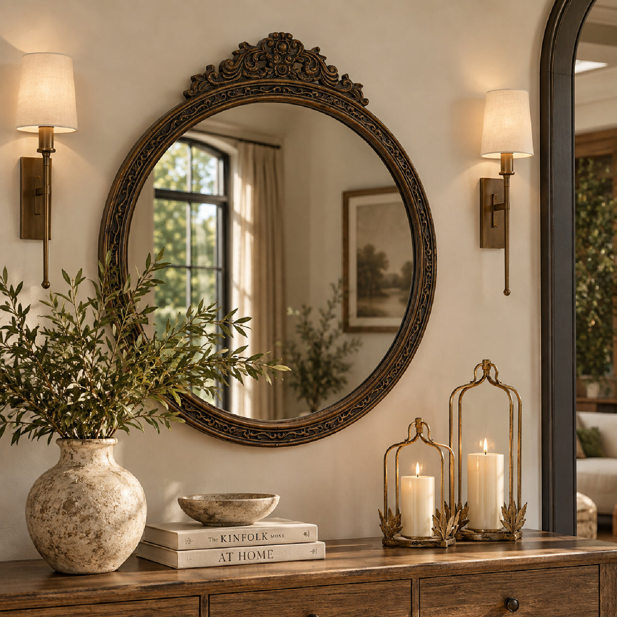 Round Antique Wall Mirror | OROA