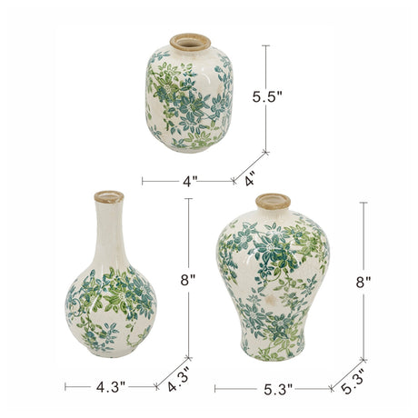 Floral Ceramic Vase (Set of 3) | OROA