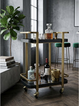 Gold & Black Metal Bar Cart | OROA
