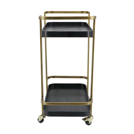 Modern European furniture - Gold & Black Metal Bar Cart - www.oroa.com