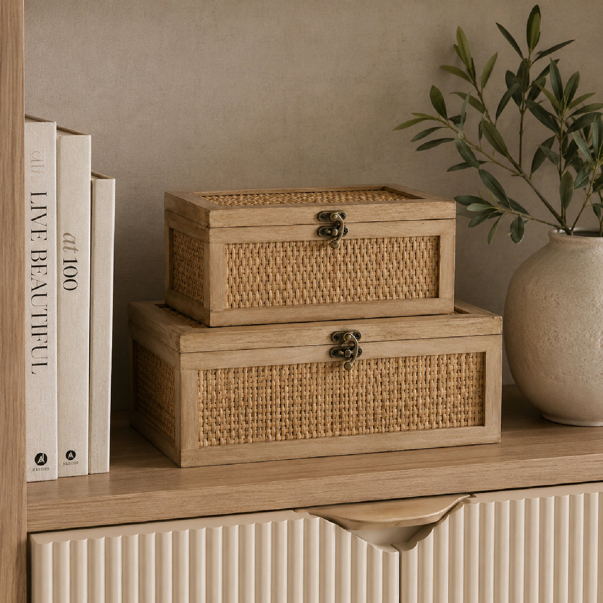 Woven Rattan Decorative Boxes (2) | OROA
