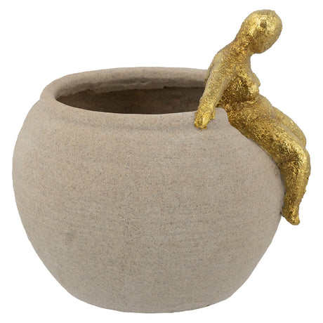 Round Planter with Abstract Figurine | OROA