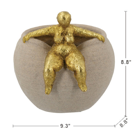 Round Planter with Abstract Figurine | OROA