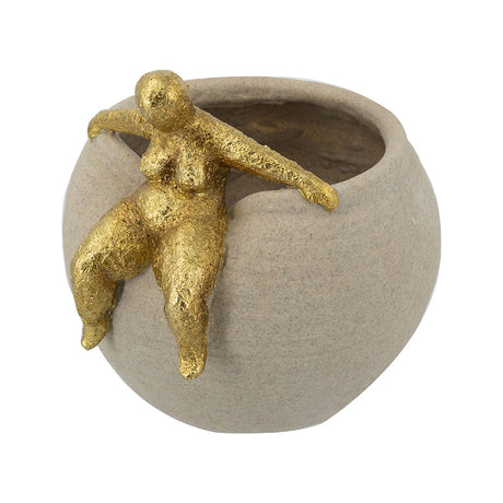 Round Planter with Abstract Figurine | OROA