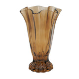 Vintage Brown Ruffle Glass Vase | OROA