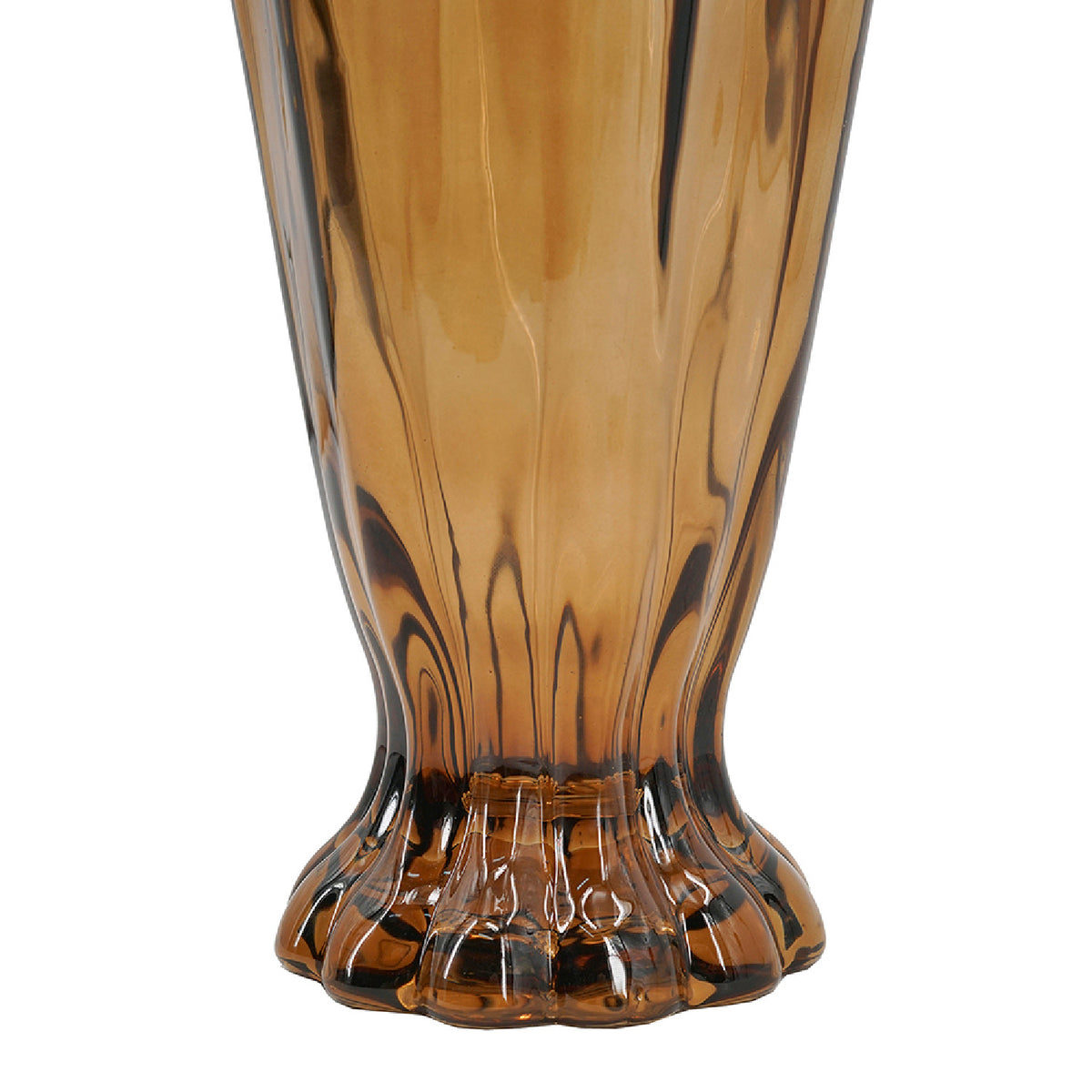 Vintage Brown Ruffle Glass Vase | OROA