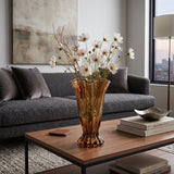 Vintage Brown Ruffle Glass Vase | OROA