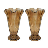 Vintage Brown Ruffle Glass Vase (Set of 2) | OROA