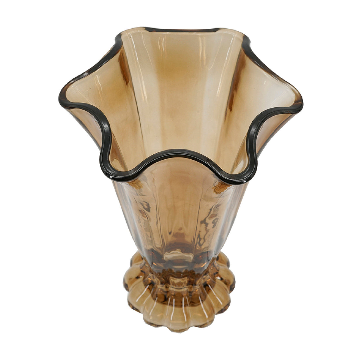 Vintage Brown Ruffle Glass Vase (Set of 2) | OROA