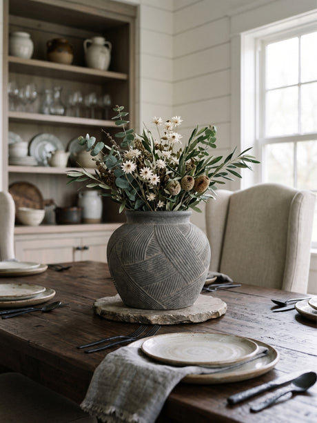 Gray Terracotta Flower Vase | OROA