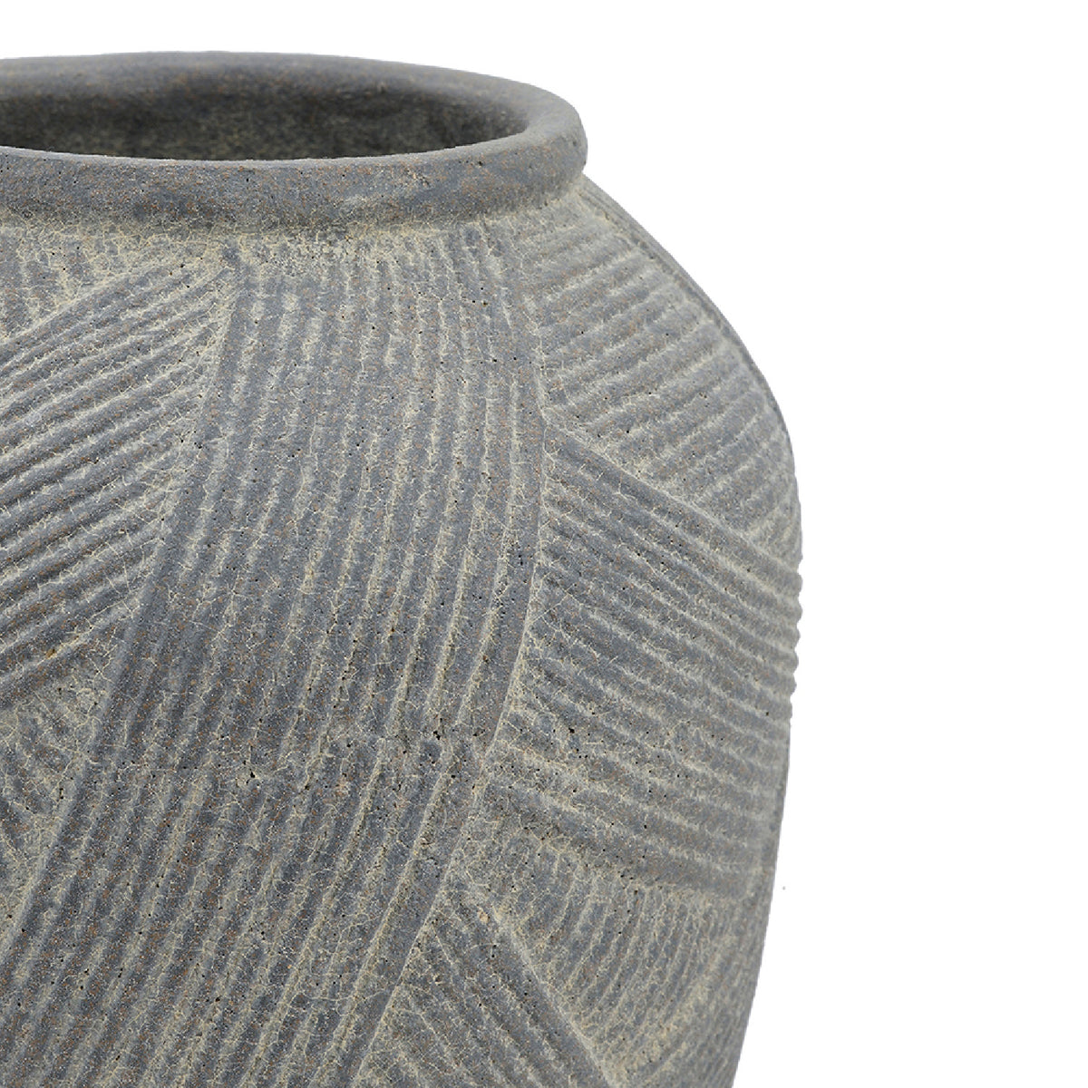 Gray Cross-Hatch Terracotta Vase | OROA