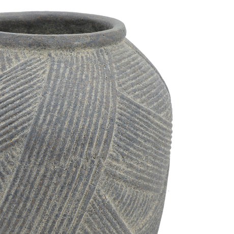 Gray Cross-Hatch Terracotta Vase | OROA