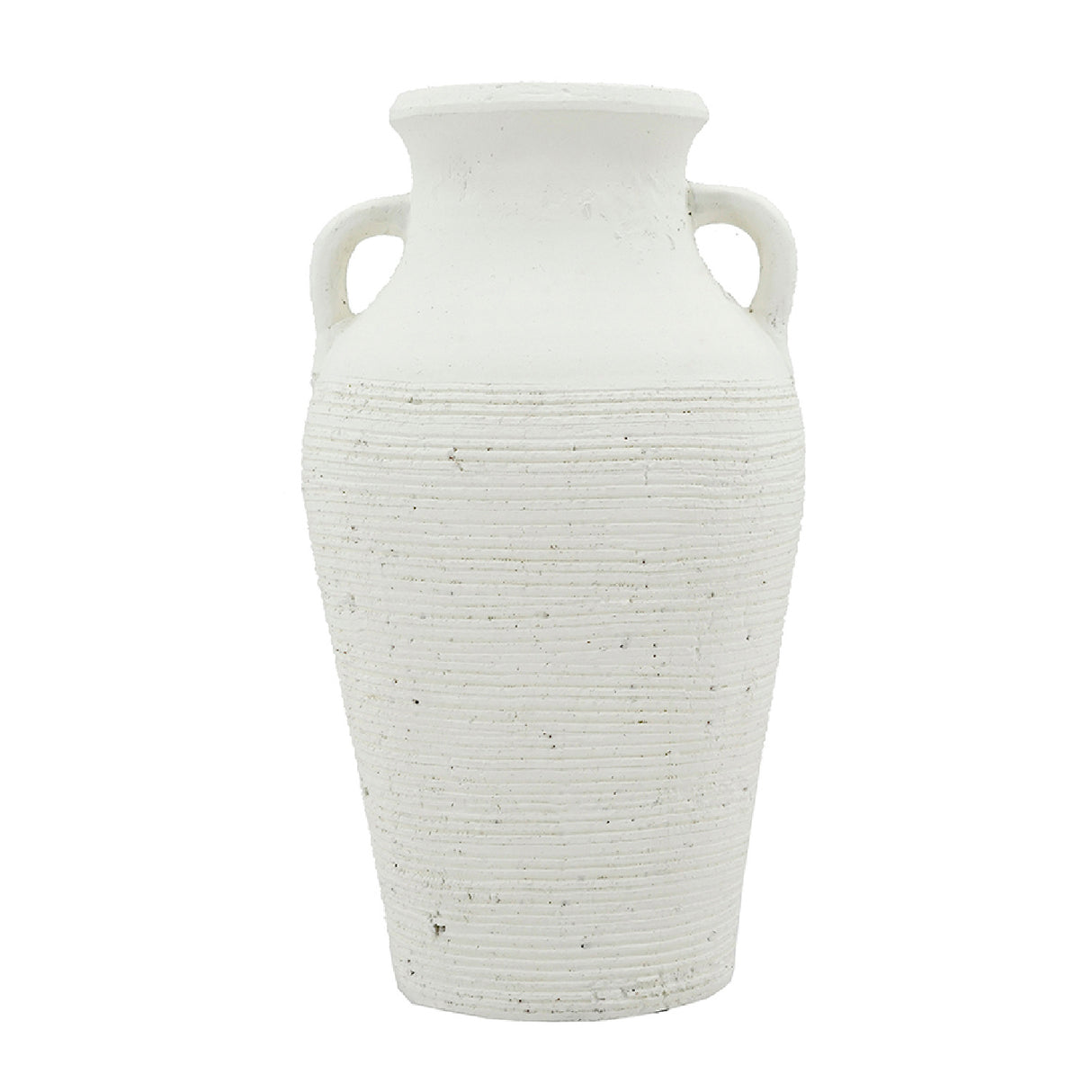 Rustic White Terracotta Tall Vase with Handles | OROA