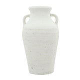 Rustic White Terracotta Tall Vase with Handles | OROA