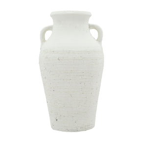 Modern European furniture - Rustic White Terracotta Tall Vase with Handles - www.oroa.com