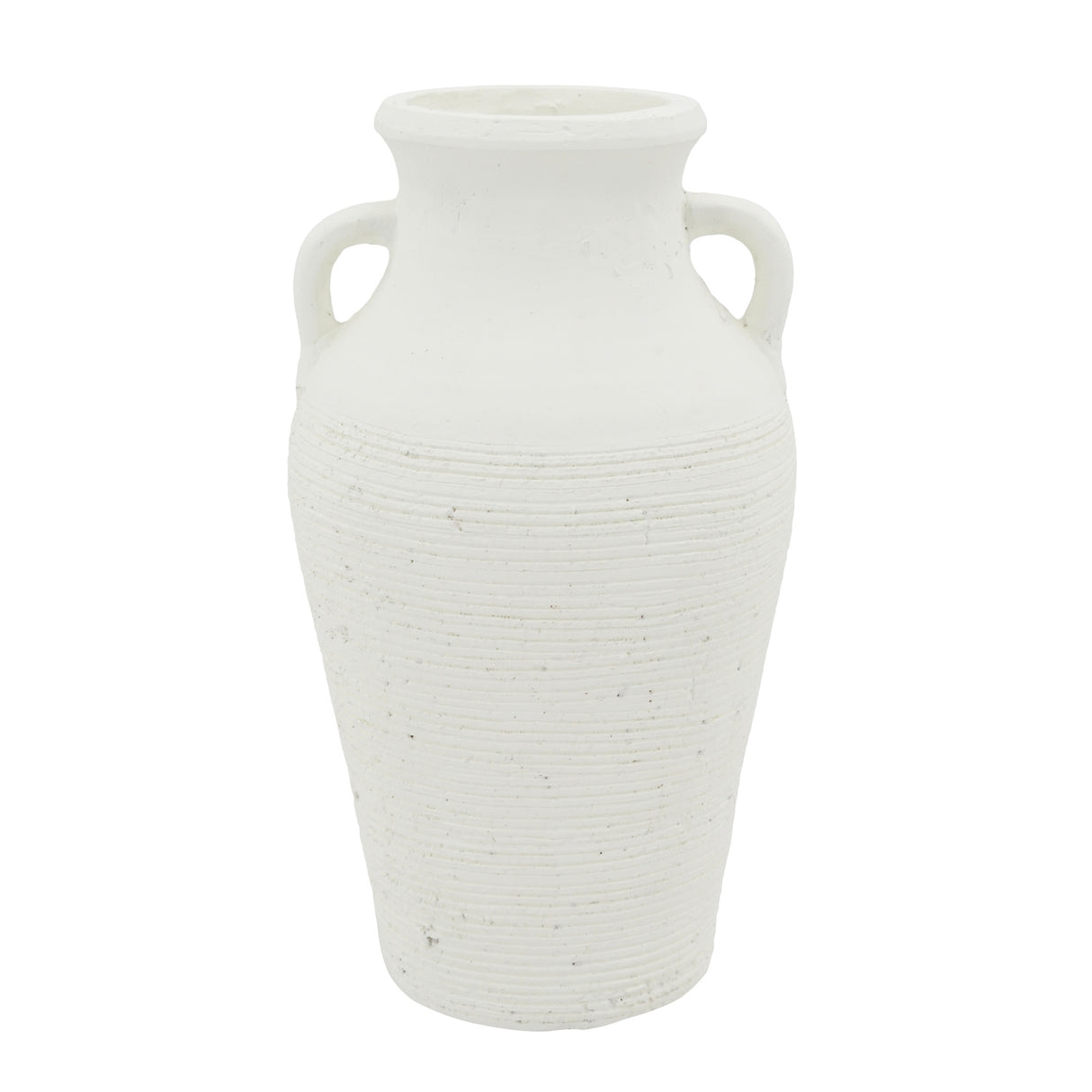 Rustic White Terracotta Tall Vase with Handles | OROA