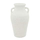 Rustic White Terracotta Tall Vase with Handles | OROA