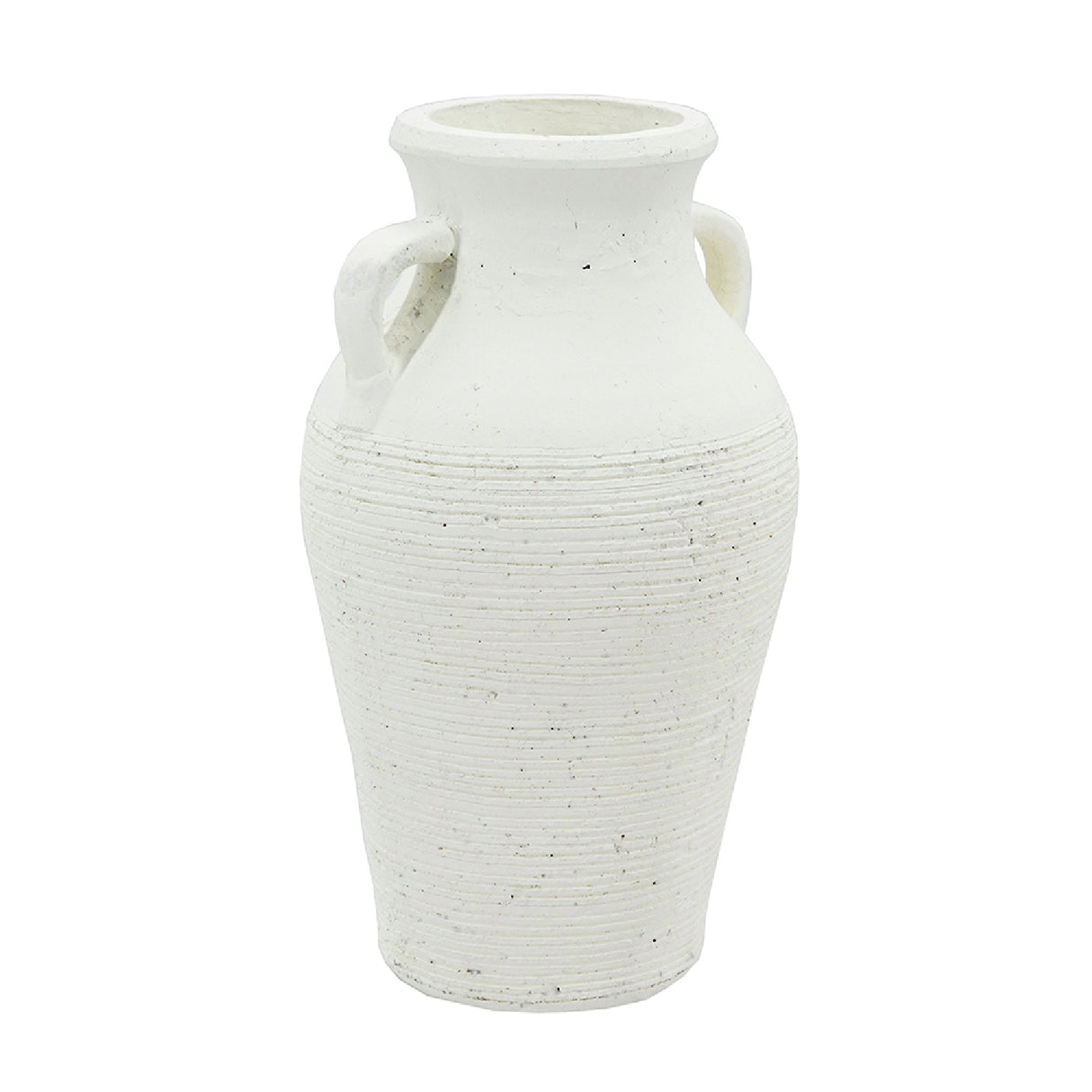 Rustic White Terracotta Tall Vase with Handles | OROA