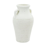 Rustic White Terracotta Tall Vase with Handles | OROA