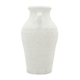 Rustic White Terracotta Tall Vase with Handles | OROA