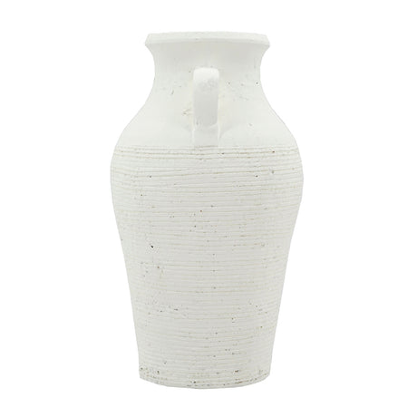 Rustic White Terracotta Tall Vase with Handles | OROA