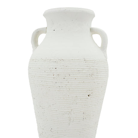 Rustic White Terracotta Tall Vase with Handles | OROA