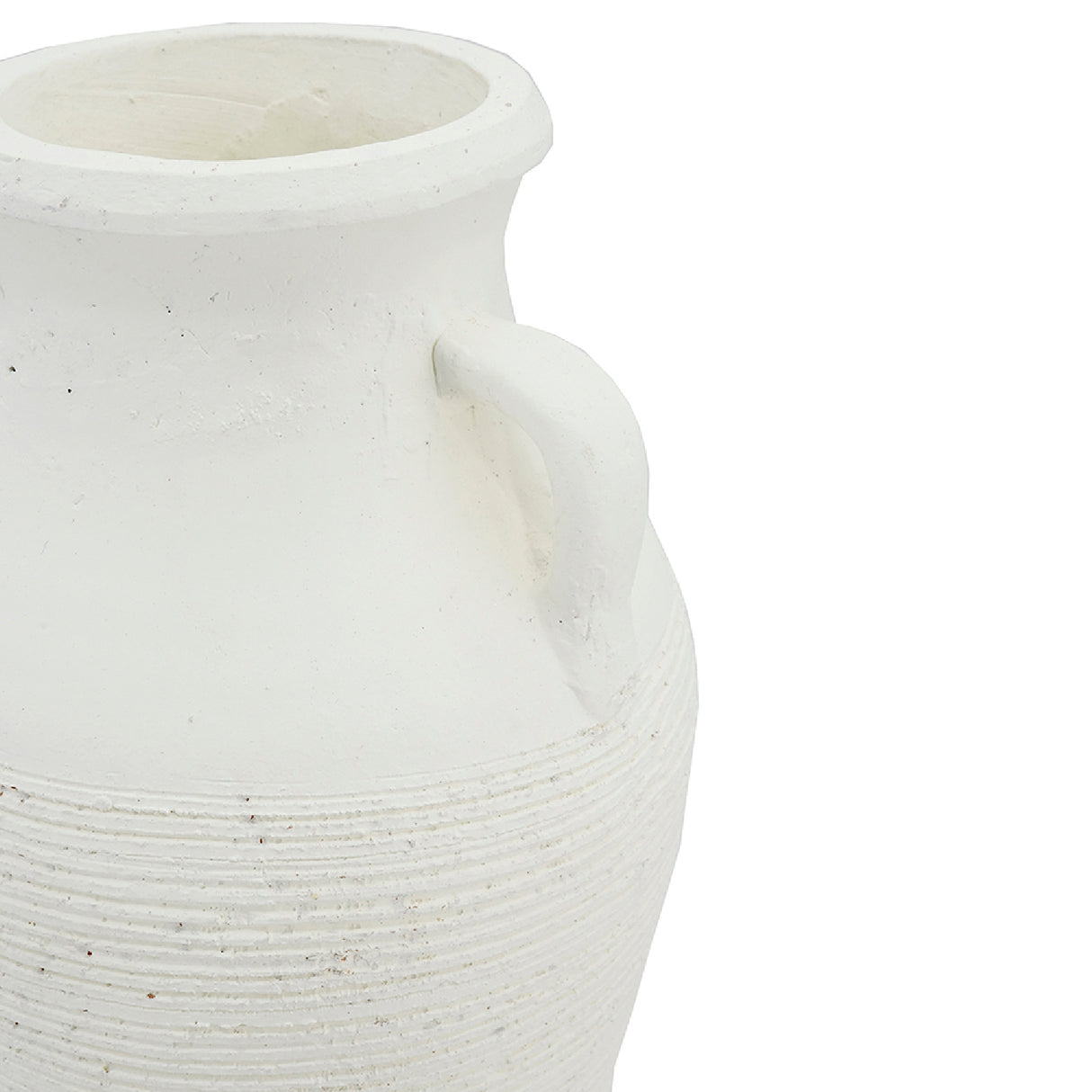 Rustic White Terracotta Tall Vase with Handles | OROA