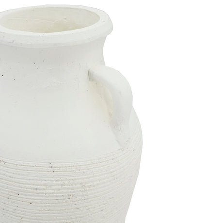 Rustic White Terracotta Tall Vase with Handles | OROA