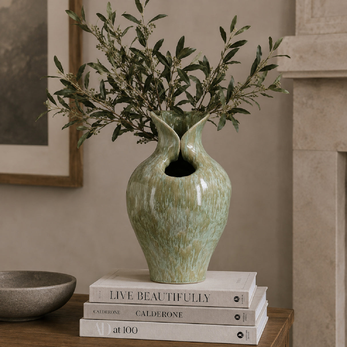 Sage Green Sculptural Ceramic Vase | OROA
