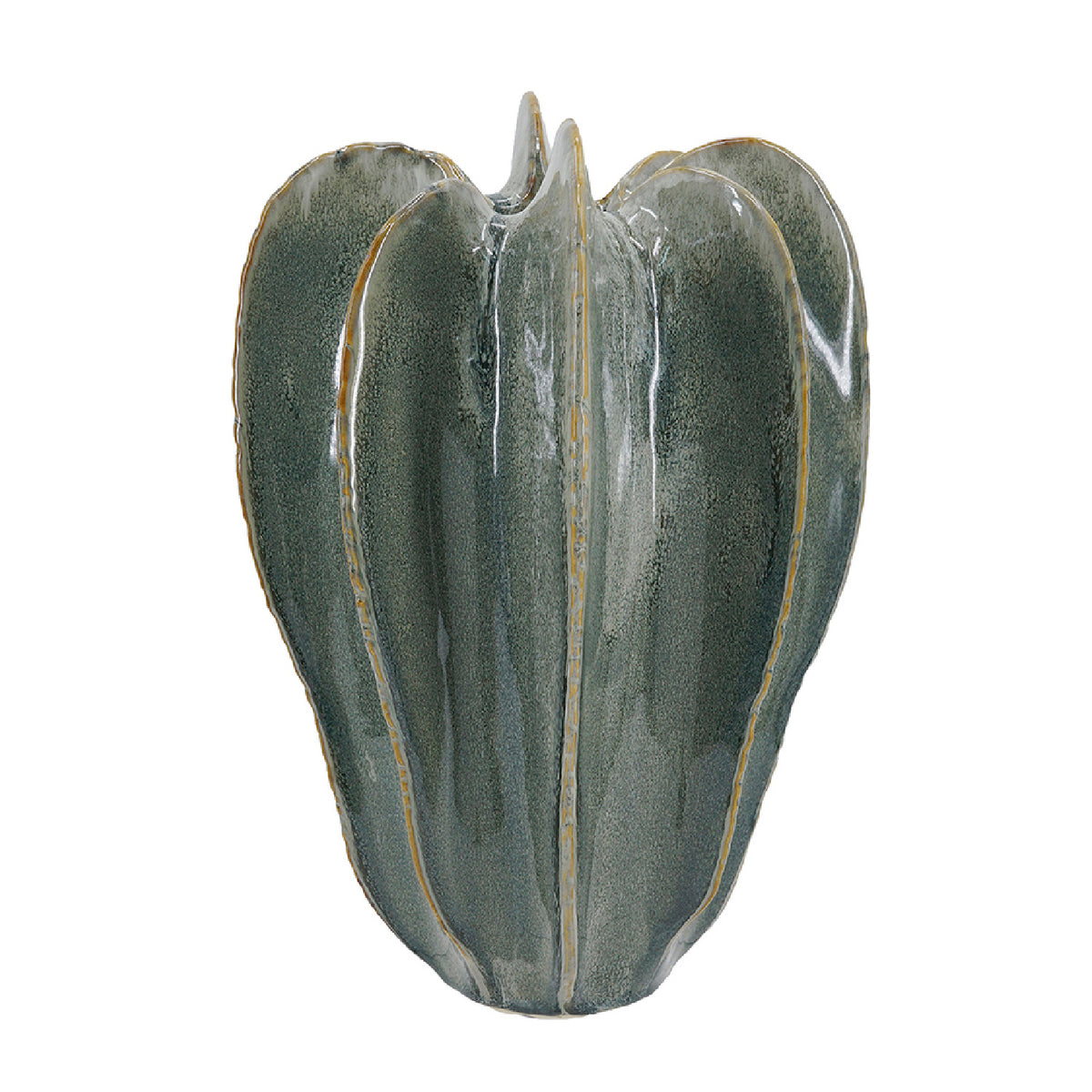 Sculptural Sage Green Ribbed Ceramic Flower Vase | OROA
