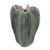 Sculptural Sage Green Ribbed Ceramic Flower Vase | OROA
