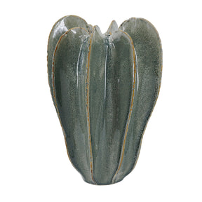 Modern European furniture - Sculptural Sage Green Ribbed Ceramic Flower Vase - www.oroa.com