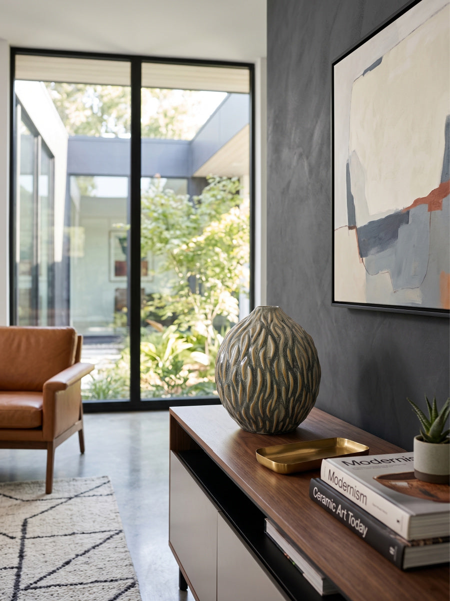 Gray Marbled Ceramic Vase | OROA