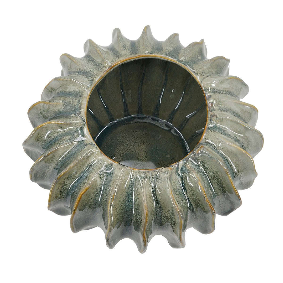 Sculptural Sage Green Ribbed Ceramic Cactus Vase | OROA