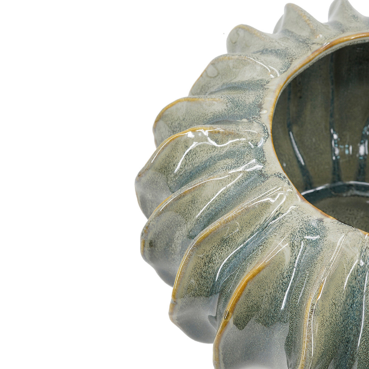 Sculptural Sage Green Ribbed Ceramic Cactus Vase | OROA