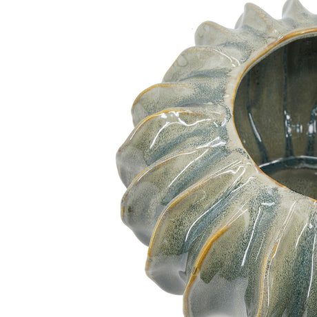 Sculptural Sage Green Ribbed Ceramic Cactus Vase | OROA