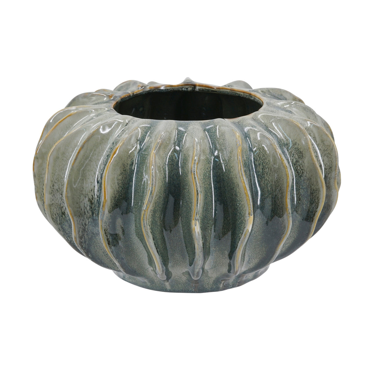 Sculptural Sage Green Ribbed Ceramic Cactus Vase | OROA