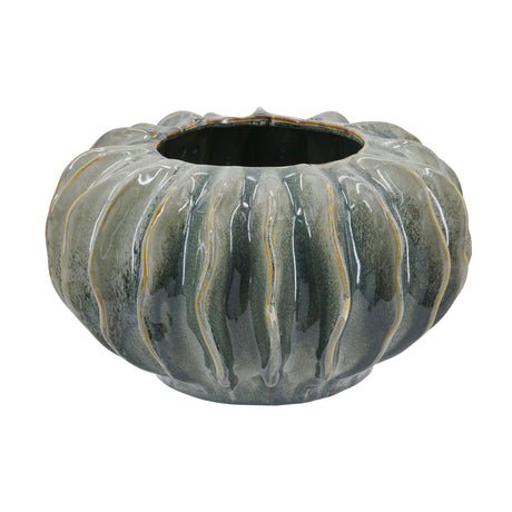 Sculptural Sage Green Ribbed Ceramic Cactus Vase | OROA