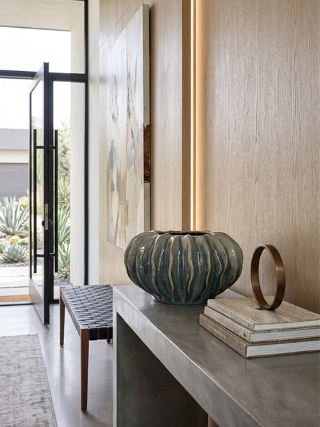 Sculptural Sage Green Ribbed Ceramic Cactus Vase | OROA