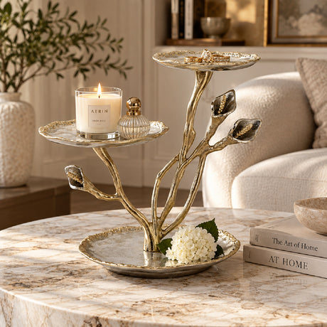 3-Tier Calla Lily Decorative Tray - OROA - view 2