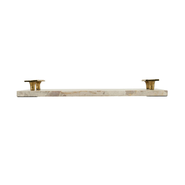 Modern European furniture - Beige Marble Tray with Gold Handles - www.oroa.com