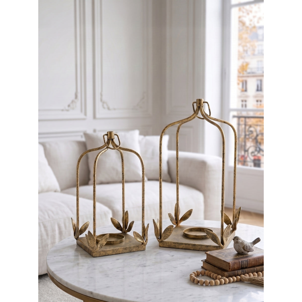 Golden Arched Iron Lantern Set (2) | OROA