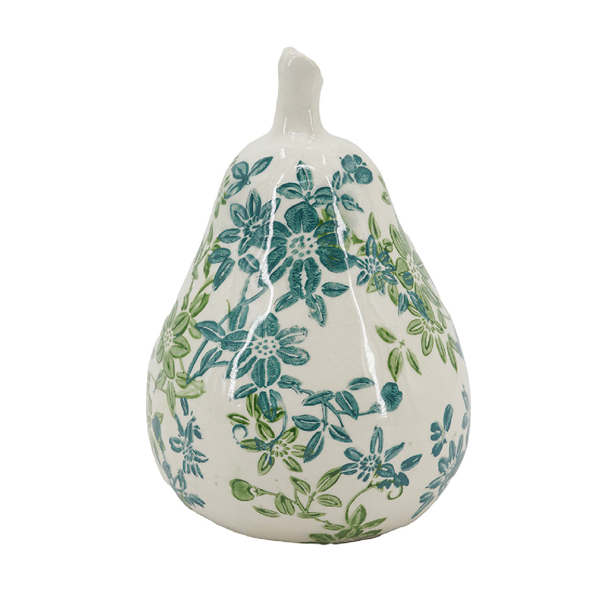Floral Ceramic Pear and Apple Decor Set (2) | OROA