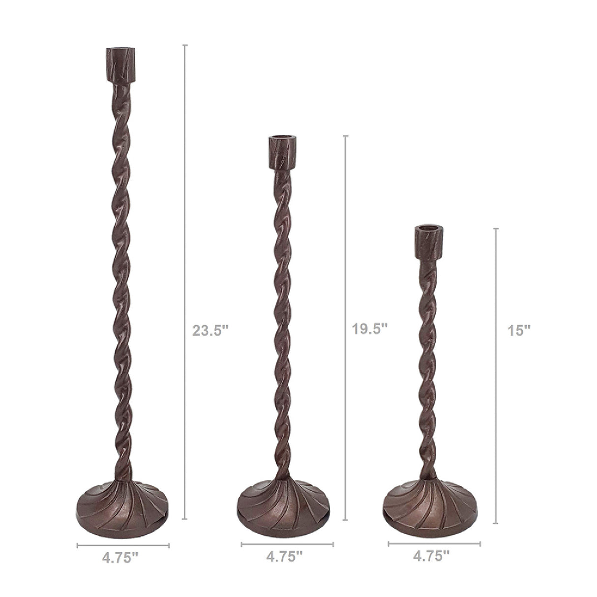 Handcrafted Aluminum Taper Candle Holders (3) | OROA