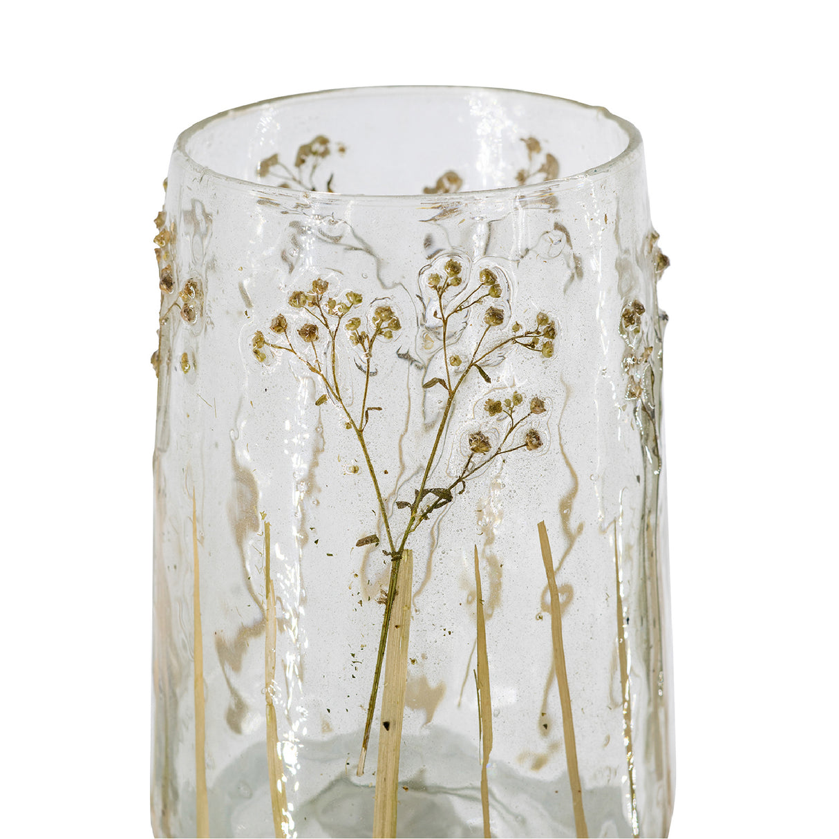 Clear Glass Vase with Green Botanical Motifs | OROA