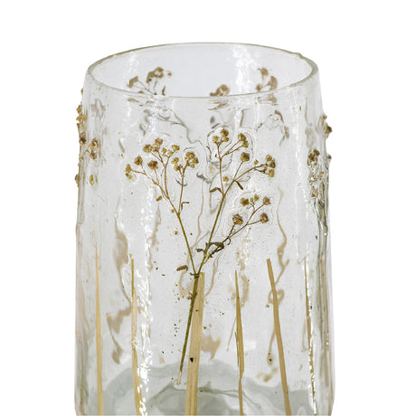 Clear Glass Vase with Green Botanical Motifs | OROA