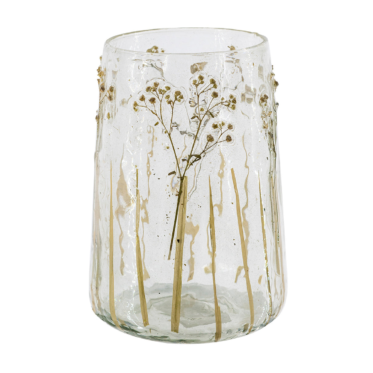 Clear Glass Vase with Green Botanical Motifs | OROA